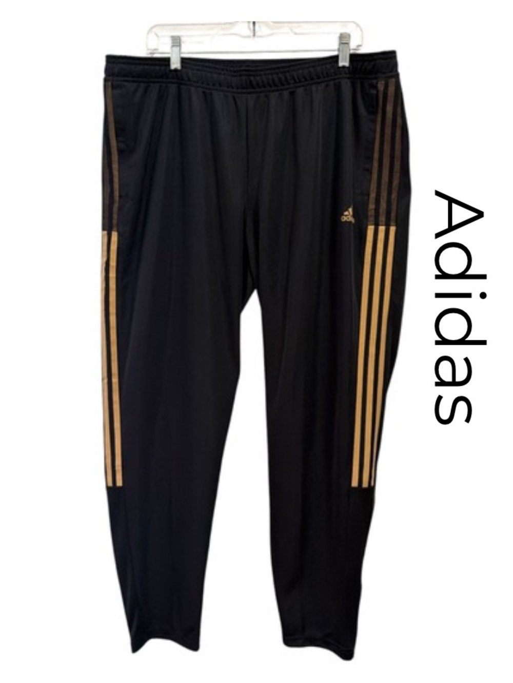 Adidas Tiro Cut 3 Stripes Track Pants Black & Gold Soccer Womens sz 2xL NWT!